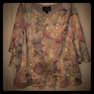 Alex Evenings Printed Tiered Top